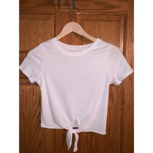 White t-shirt with tie front